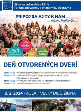 Pozývame na Deň otvorených dverí fakulty PEDAS 9.2.2024